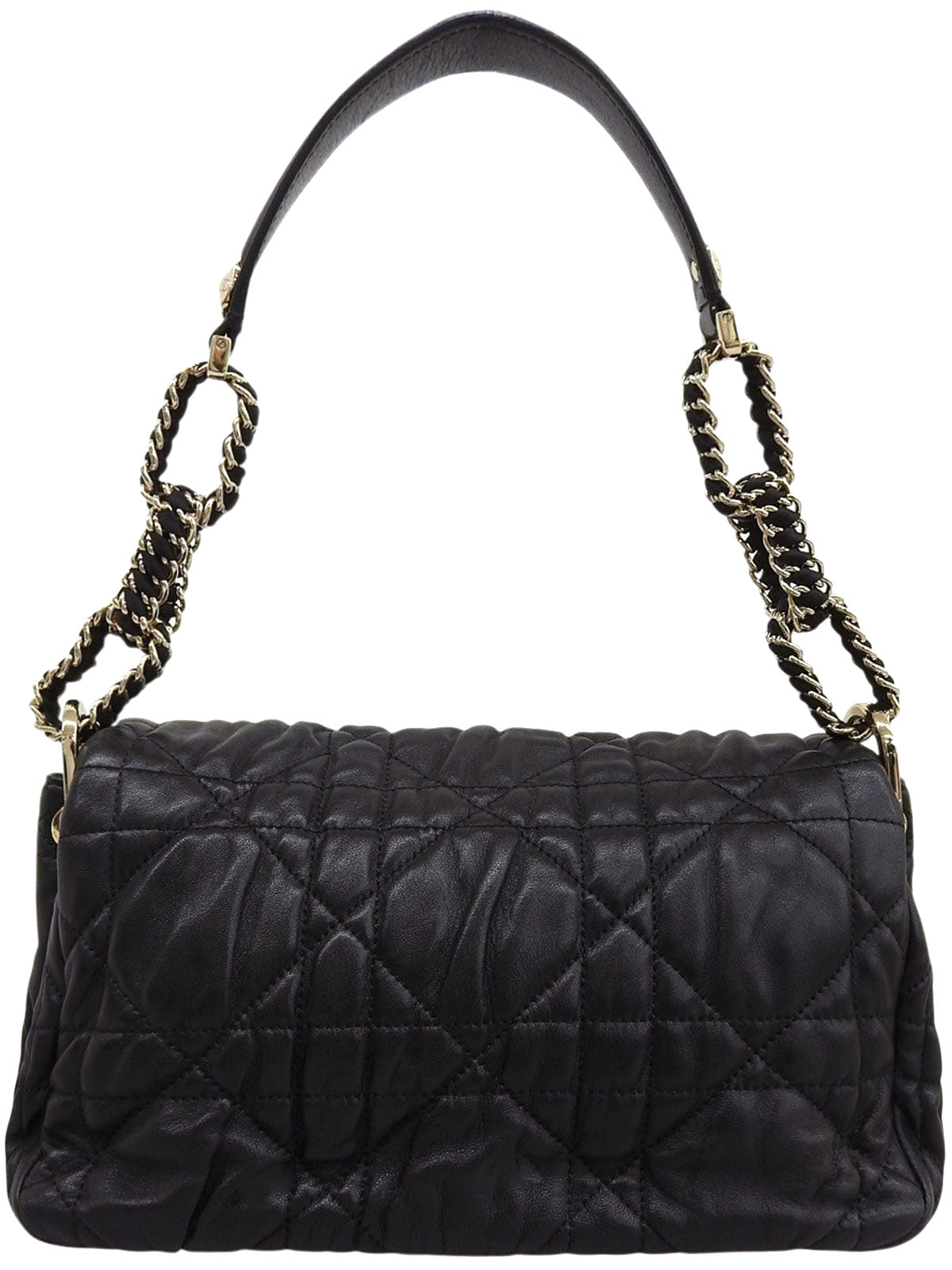 黑色藤格纹链条单肩包