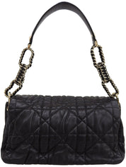 黑色藤格纹链条单肩包