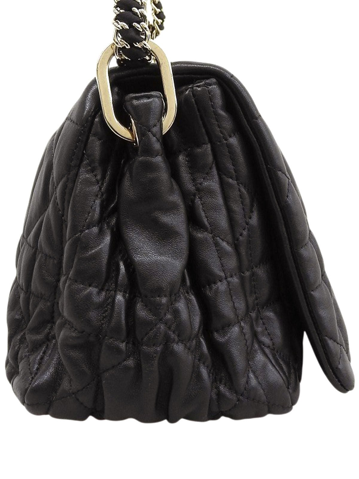 黑色藤格纹链条单肩包