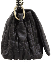 黑色藤格纹链条单肩包