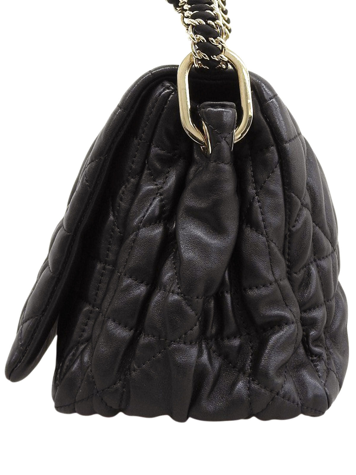 黑色藤格纹链条单肩包