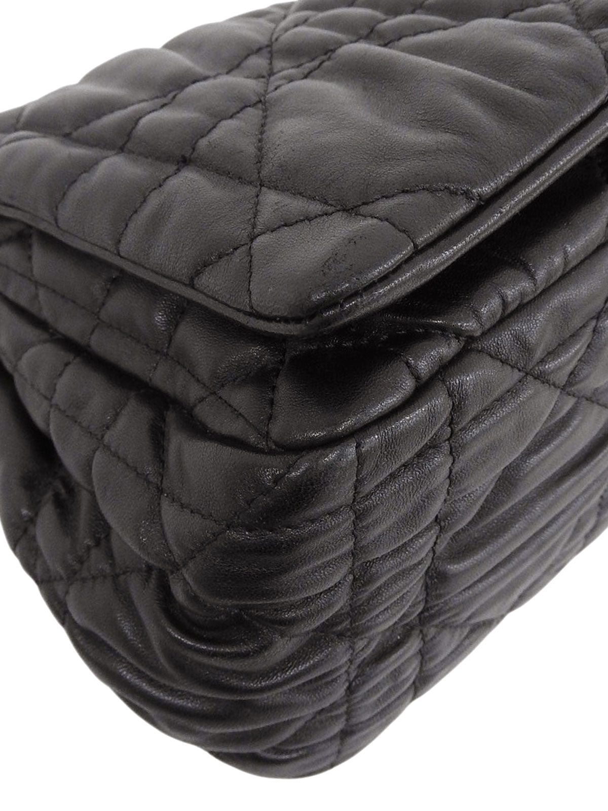 Cannage Stitch Chain Shoulder Bag in Black