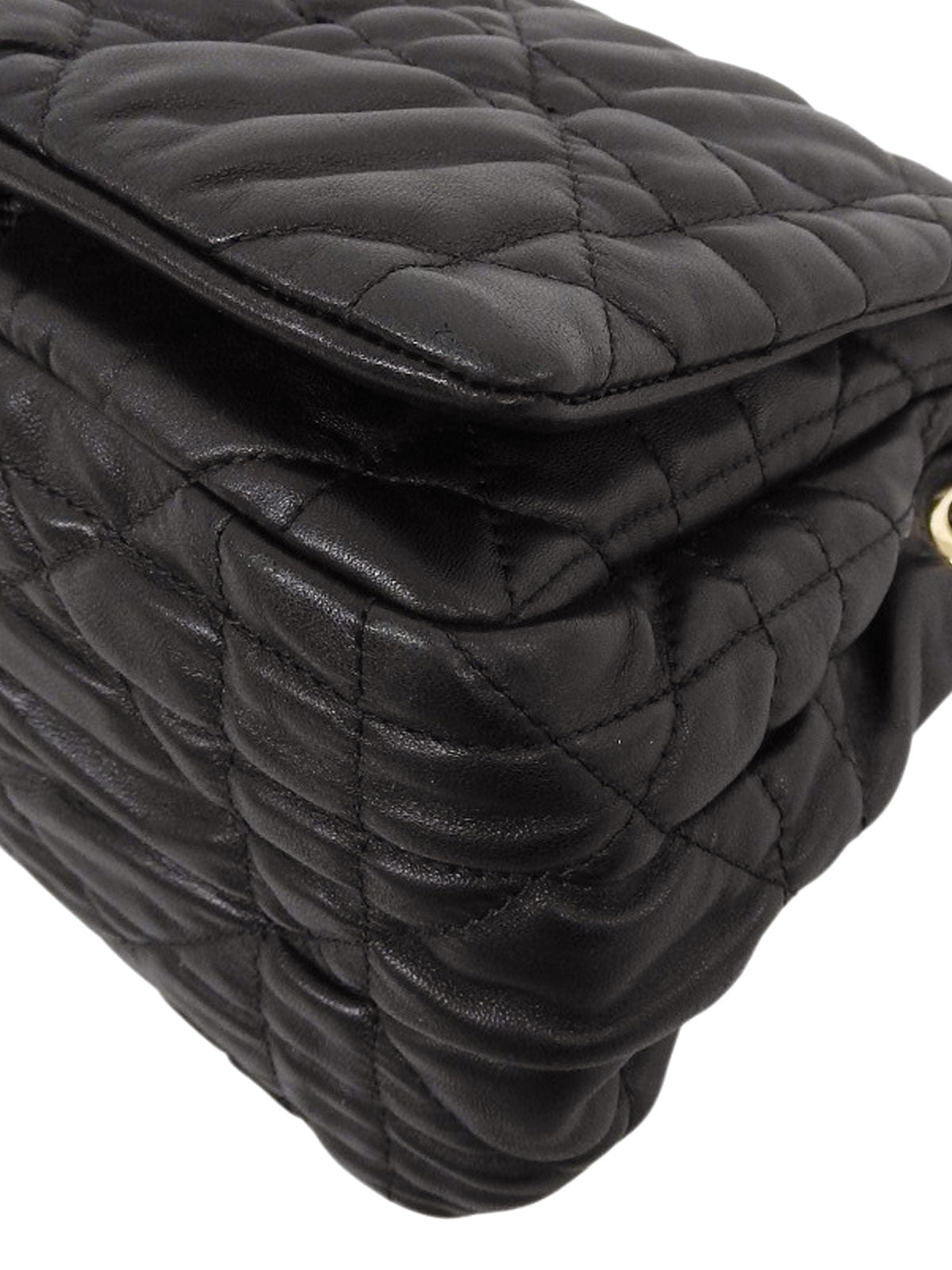 黑色藤格纹链条单肩包