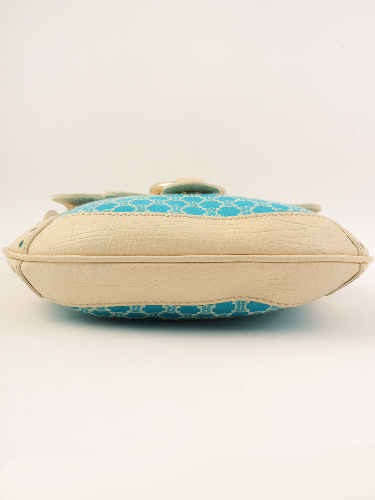 Macadam Pattern Round Shoulder Bag Ivory/Blue
