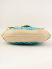 Macadam Pattern Round Shoulder Bag Ivory/Blue
