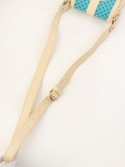 Macadam Pattern Round Shoulder Bag Ivory/Blue