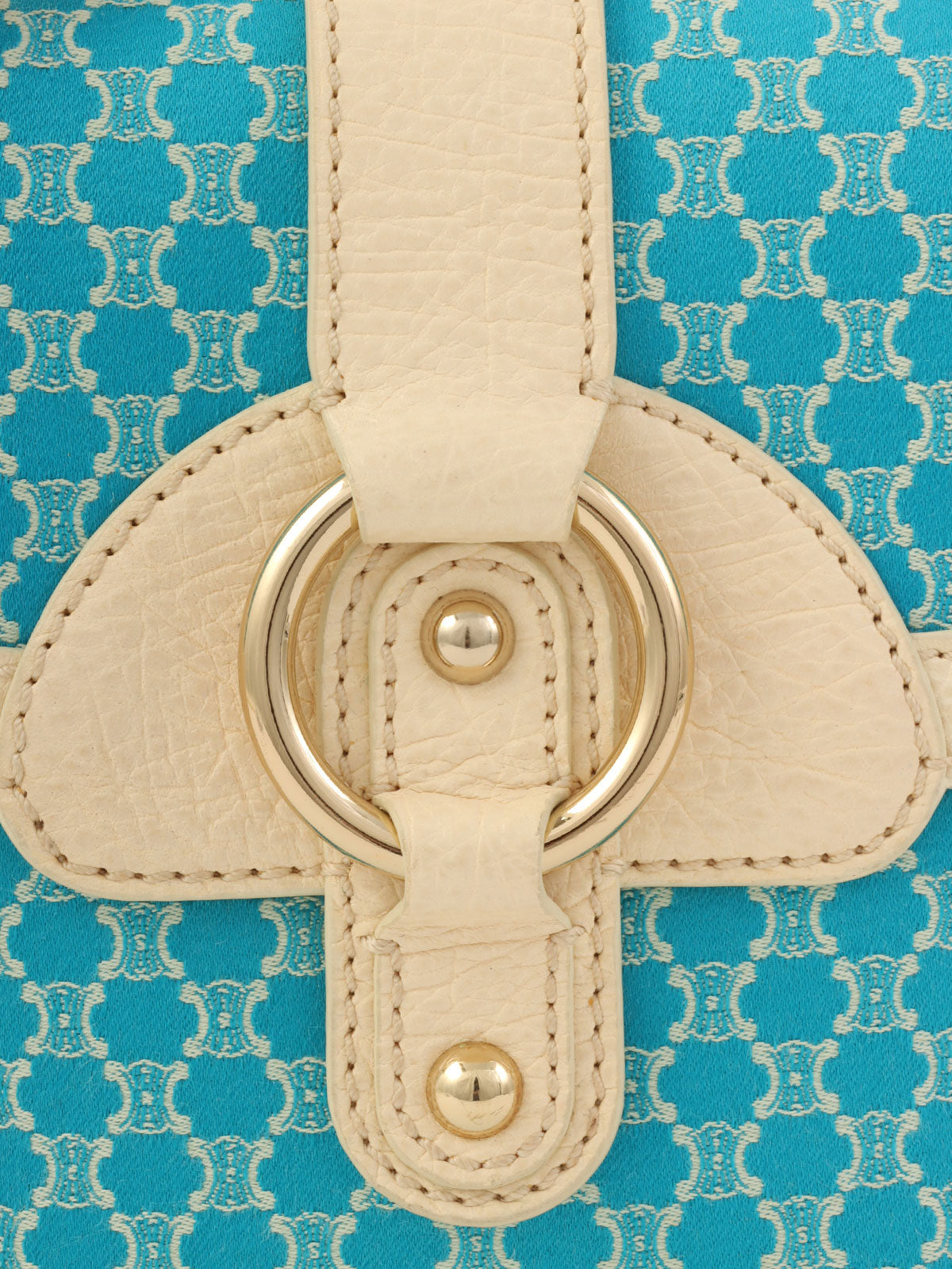 Macadam Pattern Round Shoulder Bag Ivory/Blue