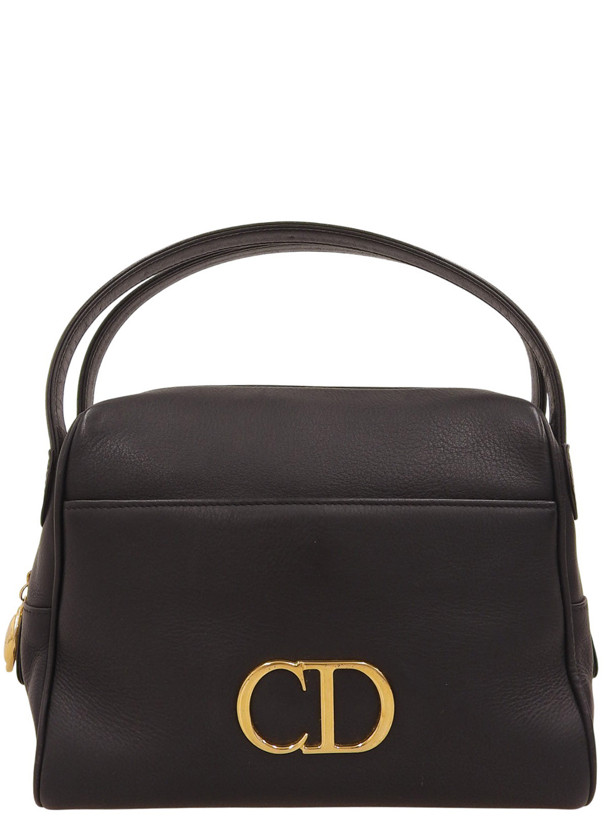 ロゴプレートハンドバッグ ブラック