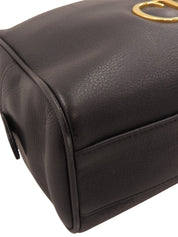 ロゴプレートハンドバッグ ブラック