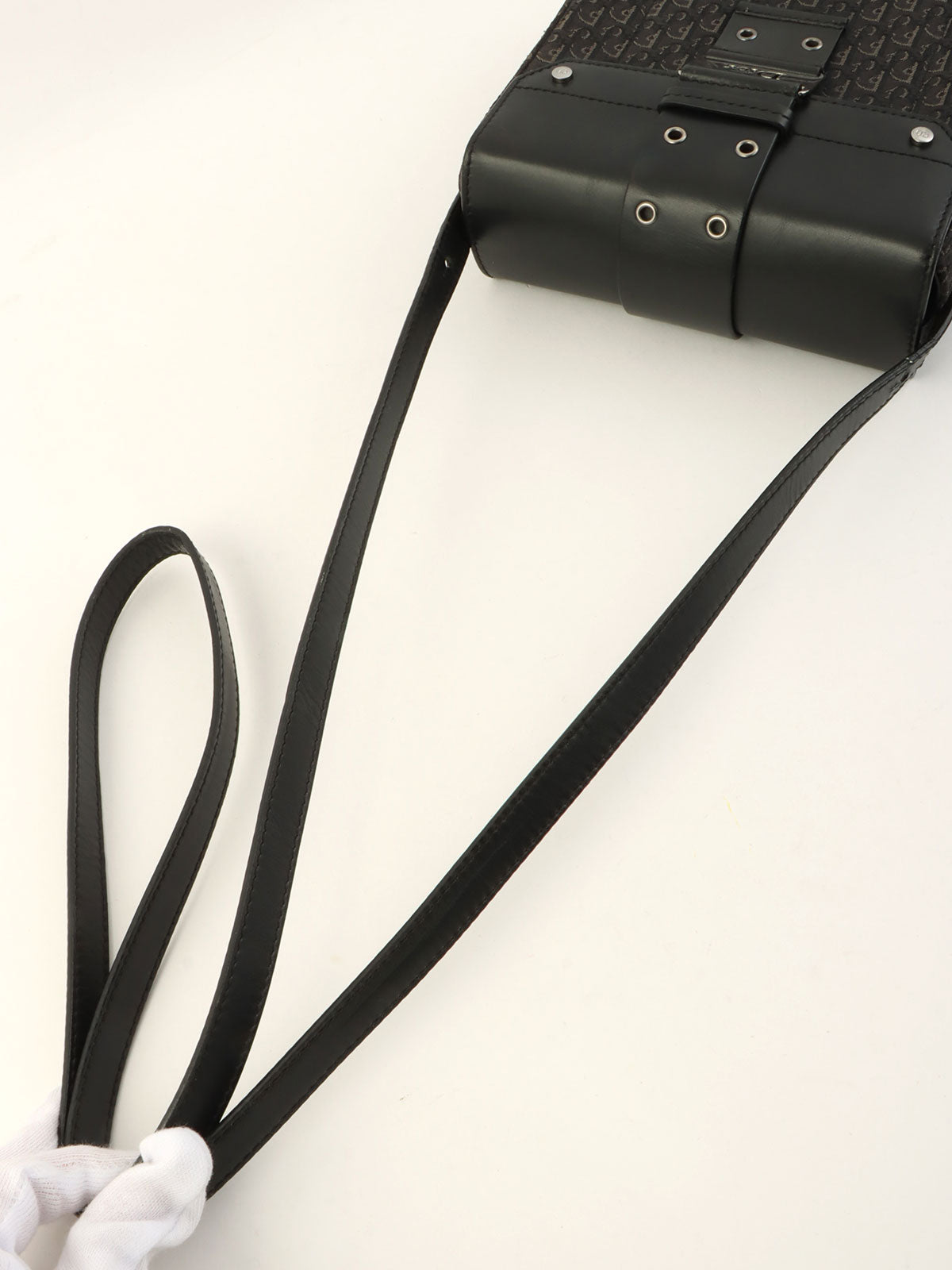 トロッターパターンショルダーバッグ ブラック