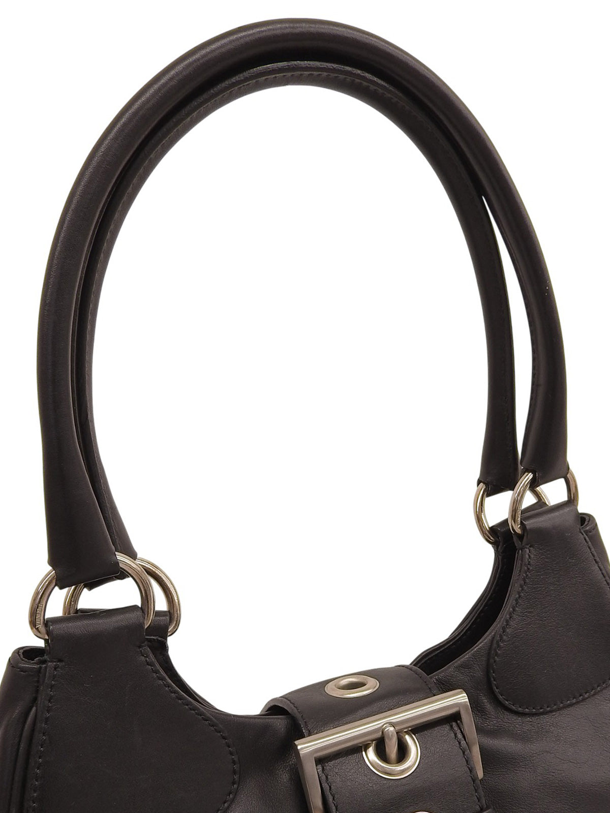 ロゴプレートバックルショルダーバッグ ブラック