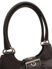 Logo Plate Buckle Shoulder Bag in Black