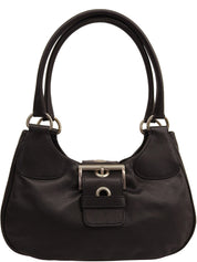 ロゴプレートバックルショルダーバッグ ブラック