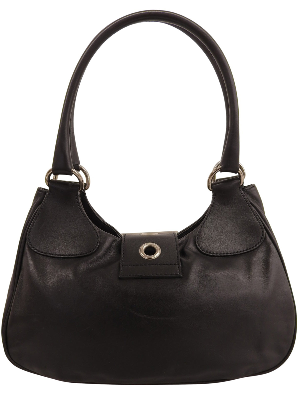 Logo Plate Buckle Shoulder Bag in Black