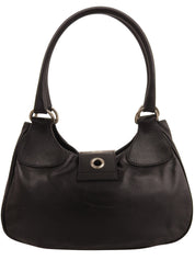 Logo Plate Buckle Shoulder Bag in Black