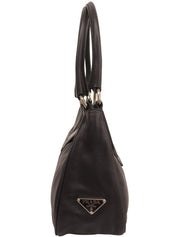 Logo Plate Buckle Shoulder Bag in Black