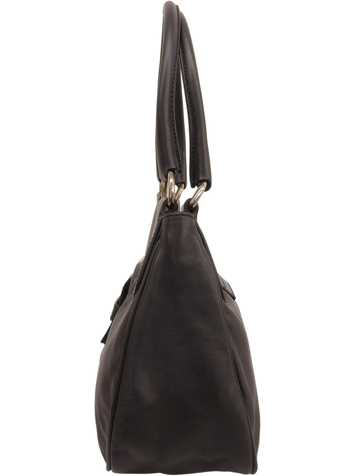 Logo Plate Buckle Shoulder Bag in Black