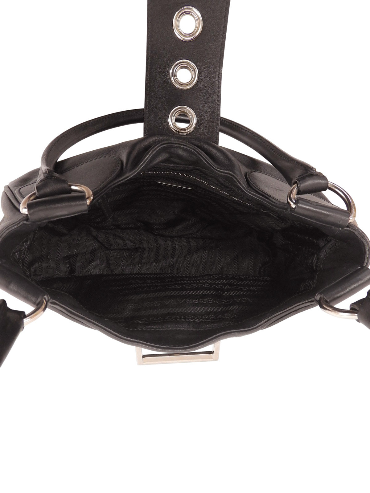 ロゴプレートバックルショルダーバッグ ブラック