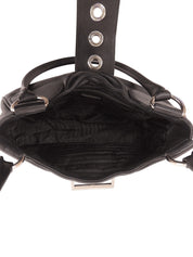 ロゴプレートバックルショルダーバッグ ブラック