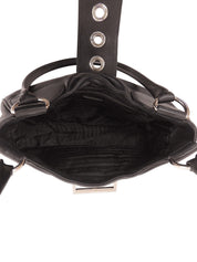 Logo Plate Buckle Shoulder Bag in Black