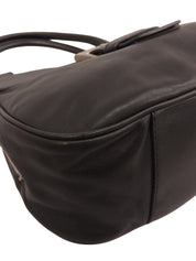 ロゴプレートバックルショルダーバッグ ブラック