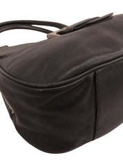 Logo Plate Buckle Shoulder Bag in Black