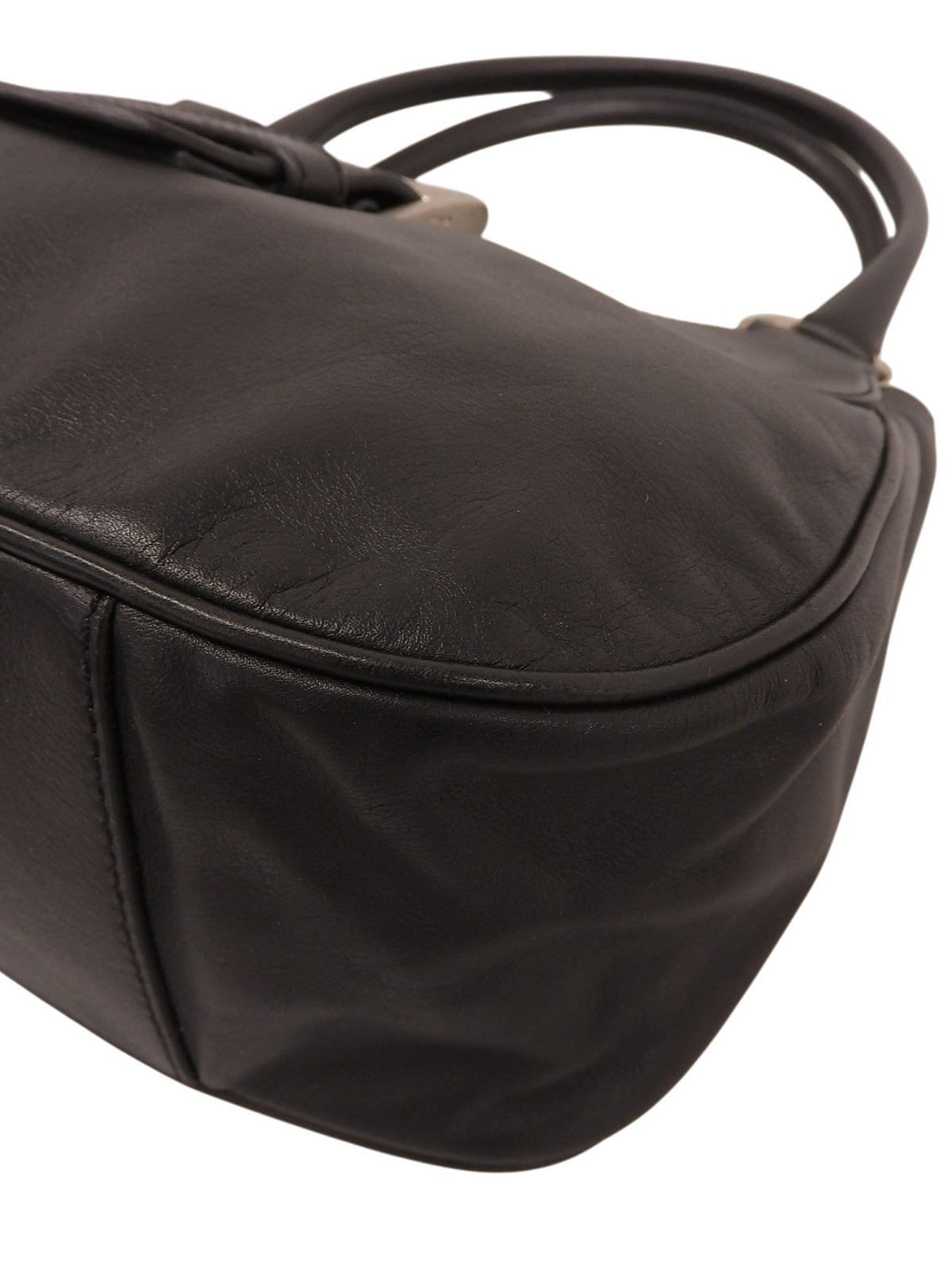Logo Plate Buckle Shoulder Bag in Black
