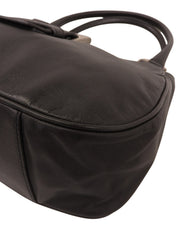 Logo Plate Buckle Shoulder Bag in Black