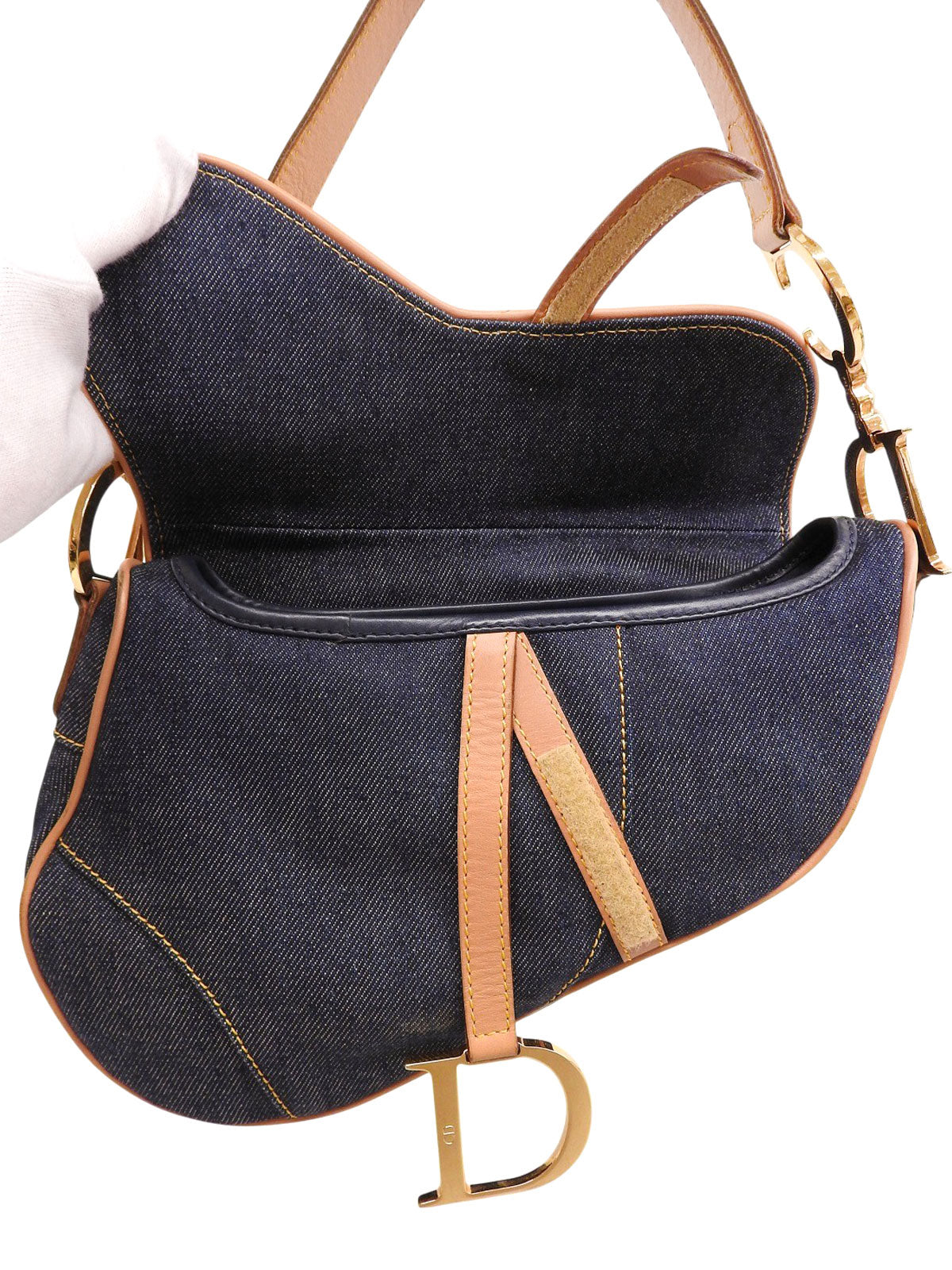 靛蓝色牛仔马鞍包