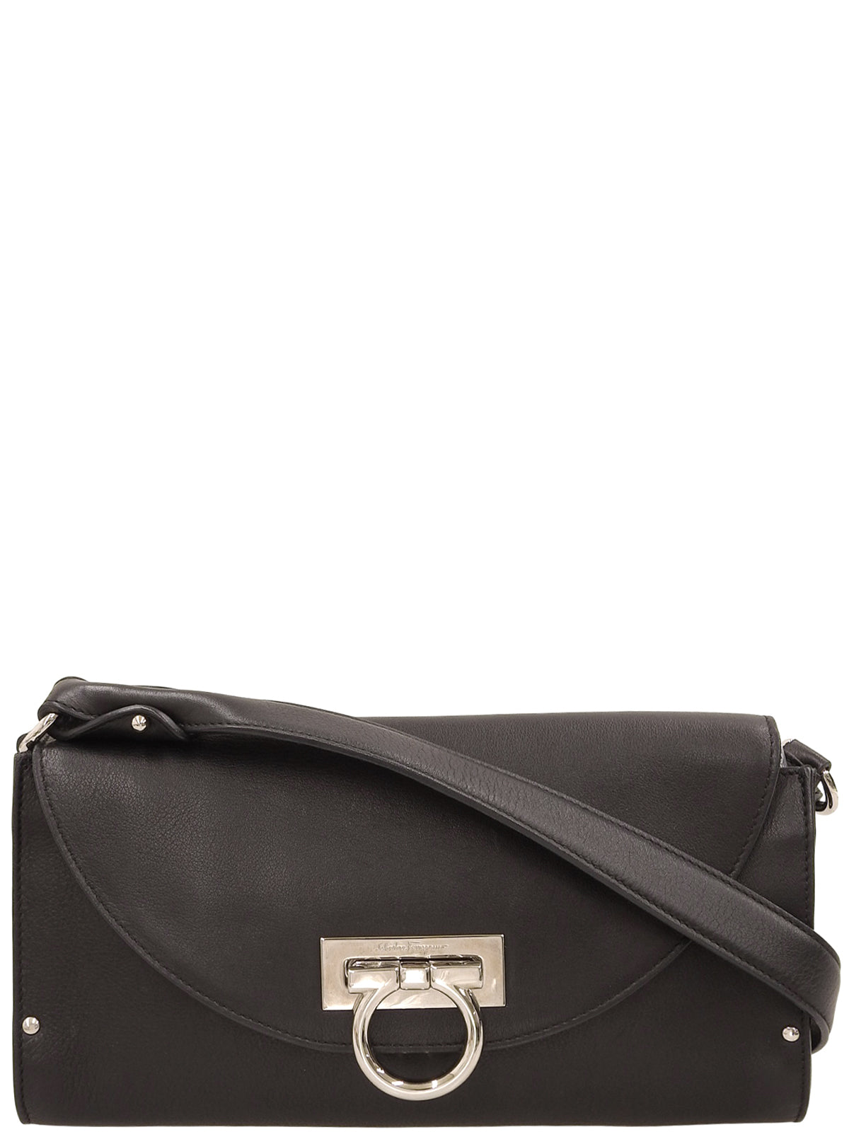 ガンチーニプレートショルダーバッグ ブラック