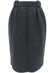 Check Pattern Collarless Set Up Gray/Navy