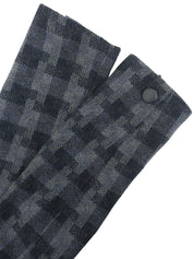 Check Pattern Collarless Set Up Gray/Navy