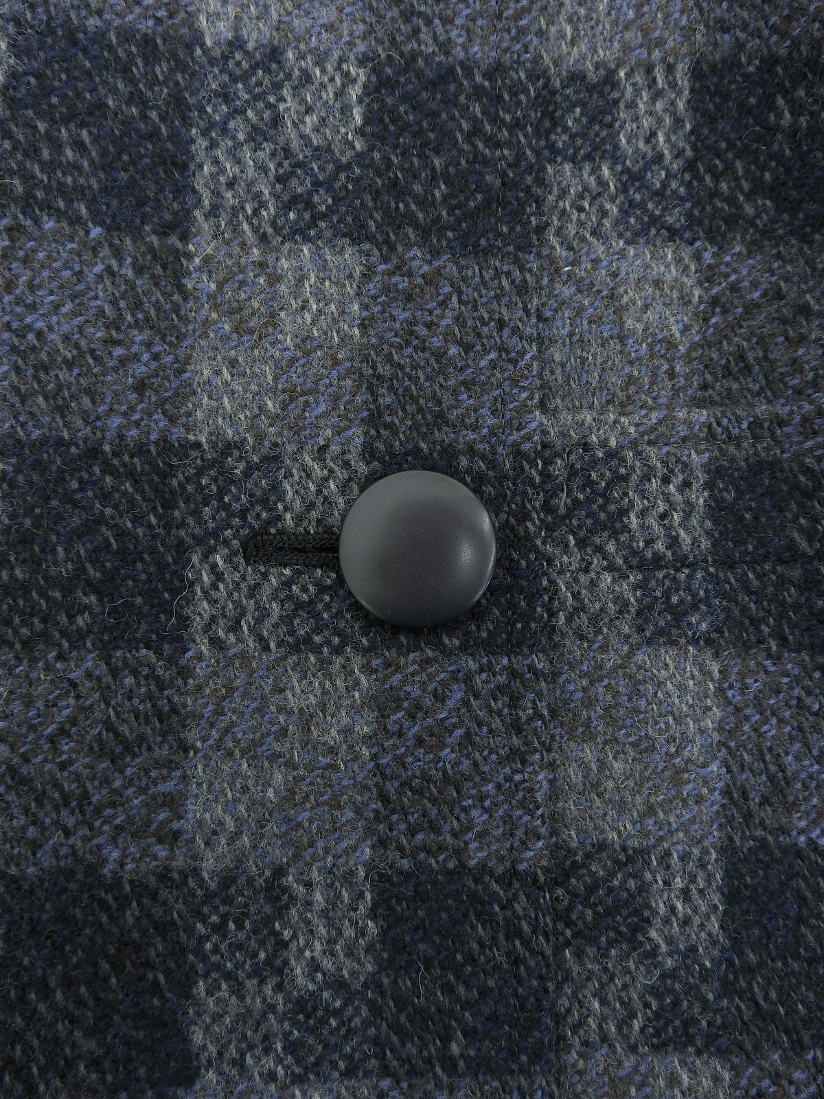 Check Pattern Collarless Set Up Gray/Navy