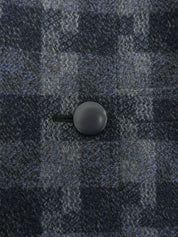 Check Pattern Collarless Set Up Gray/Navy