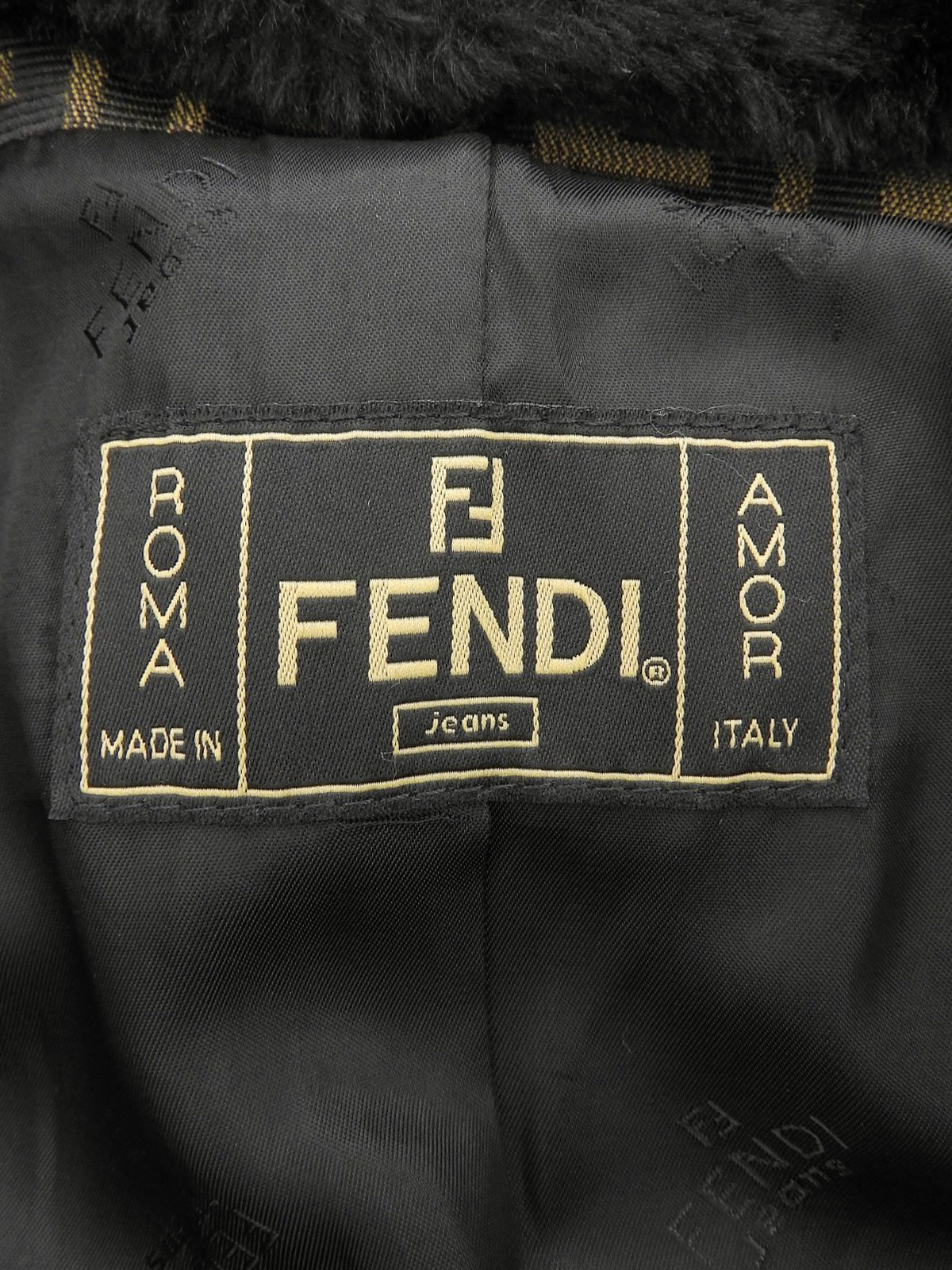 FFズッカパターンファーコート　ブラウン/ブラック