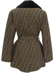 FFズッカパターンファーコート　ブラウン/ブラック