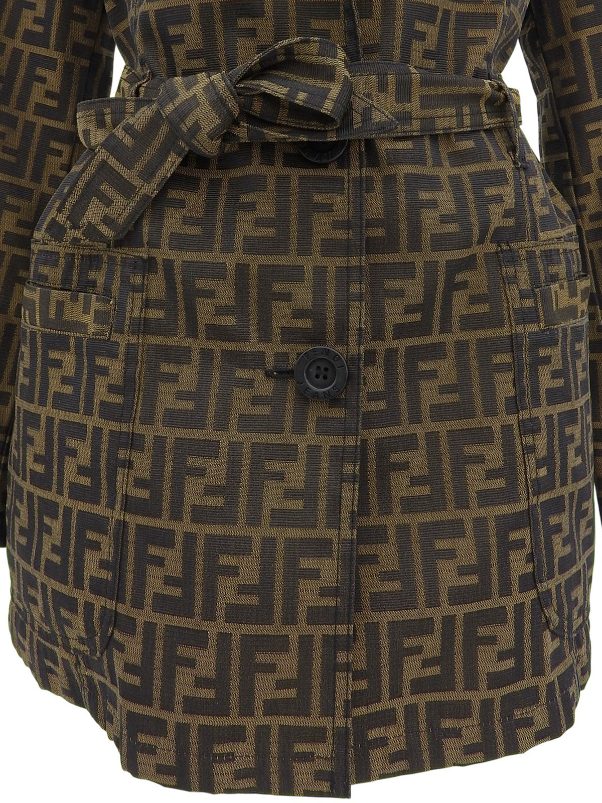 FFズッカパターンファーコート　ブラウン/ブラック