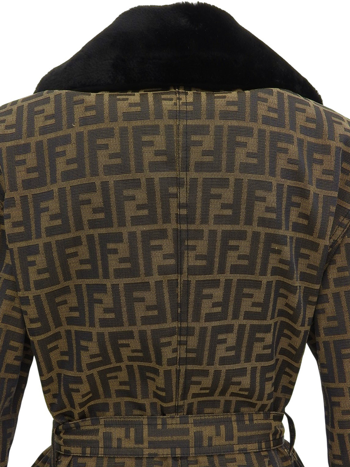 FFズッカパターンファーコート　ブラウン/ブラック