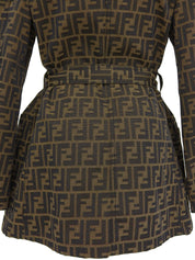 FFズッカパターンファーコート　ブラウン/ブラック