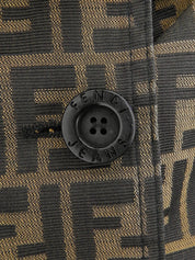 FFズッカパターンファーコート　ブラウン/ブラック