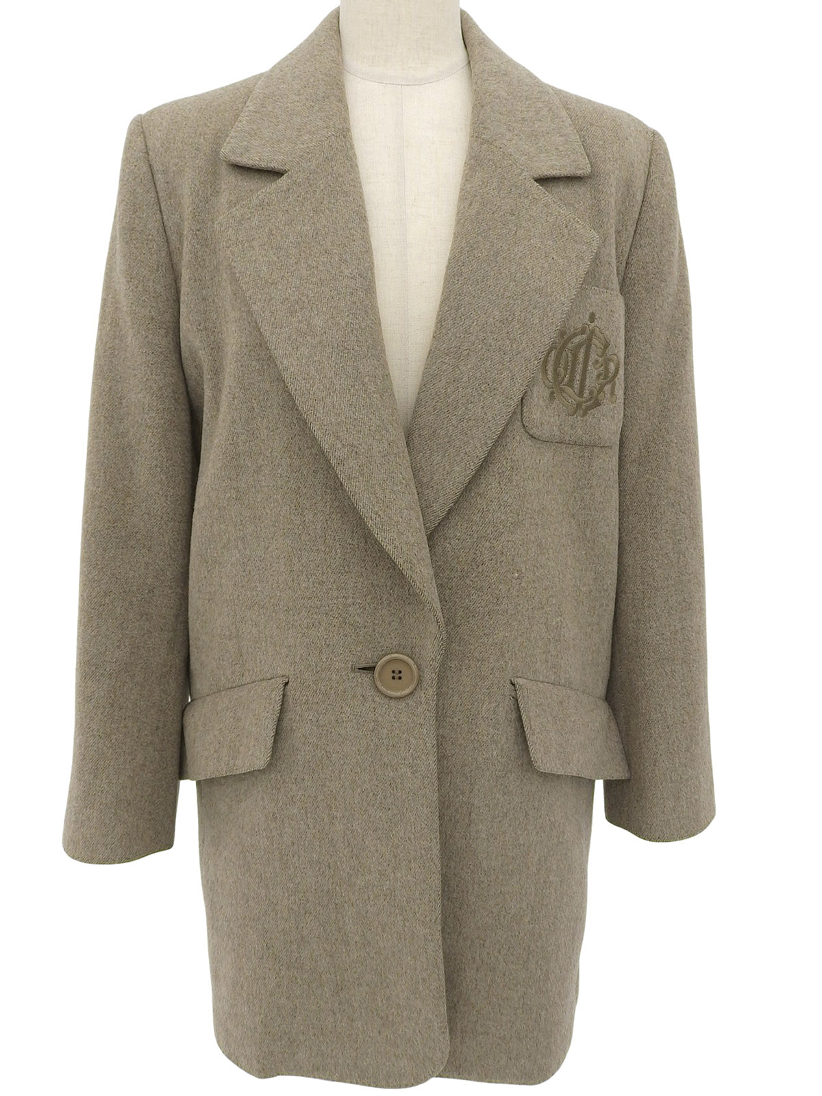 ウールロゴ刺繍ジャケット グレージュ