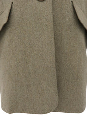 ウールロゴ刺繍ジャケット グレージュ