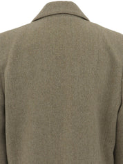 ウールロゴ刺繍ジャケット グレージュ