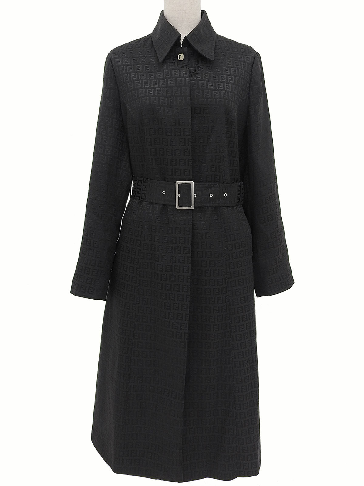 ズッキーノパターンステンカラーコート ブラック