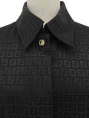 ズッキーノパターンステンカラーコート ブラック