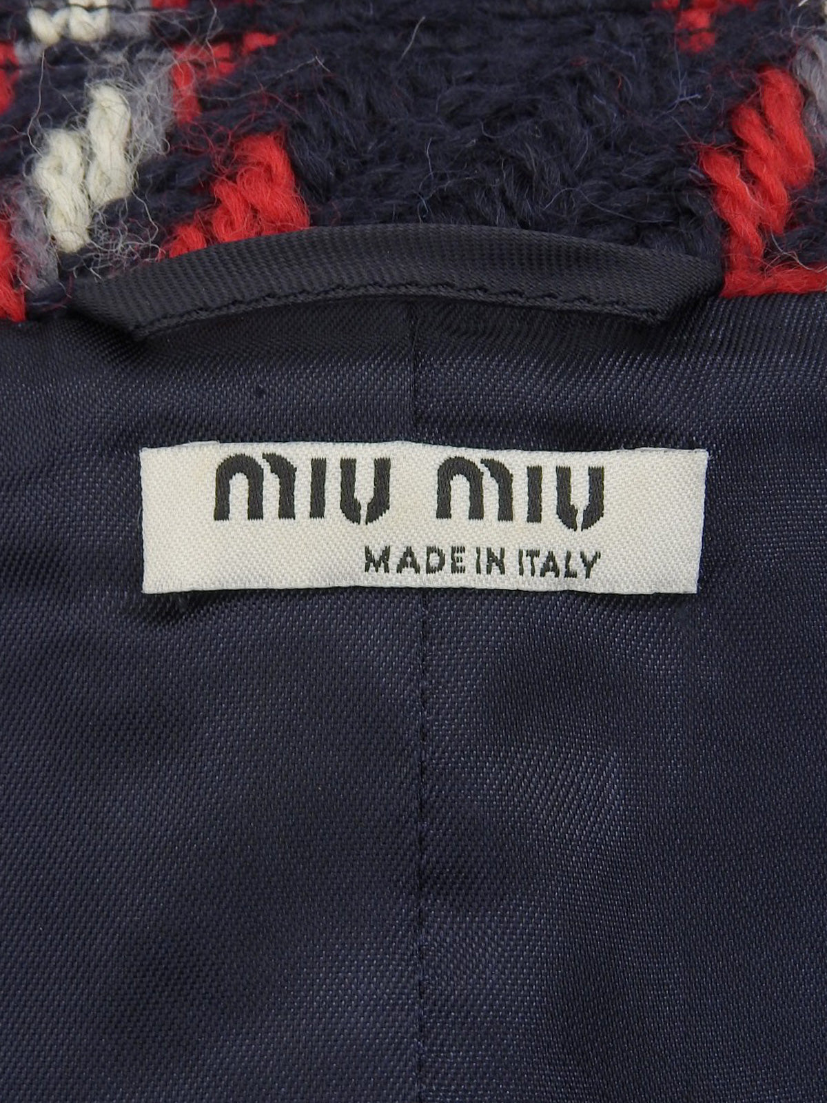 Wool Check Pattern Hooded Set in Red/Navy