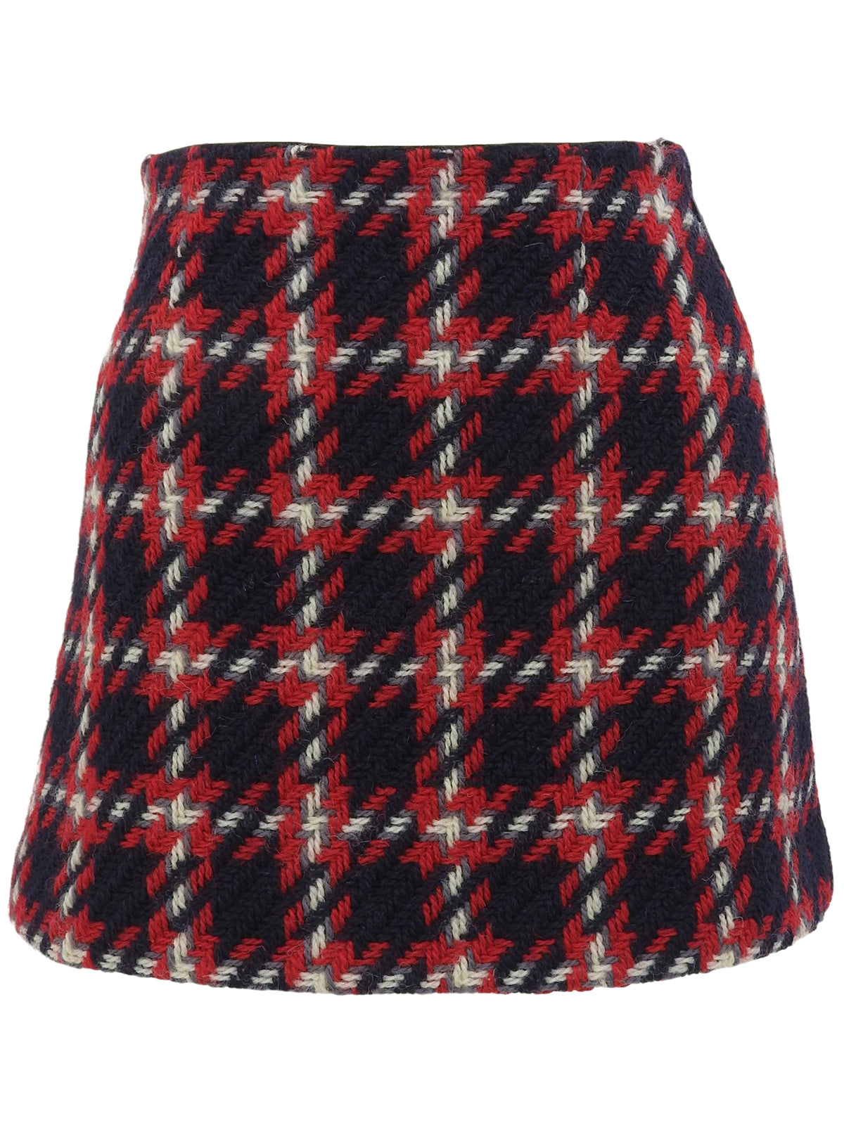 Wool Check Pattern Hooded Set in Red/Navy