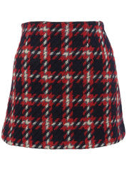 ウールチェックパターンフーデッドセットアップ レッド/ネイビー