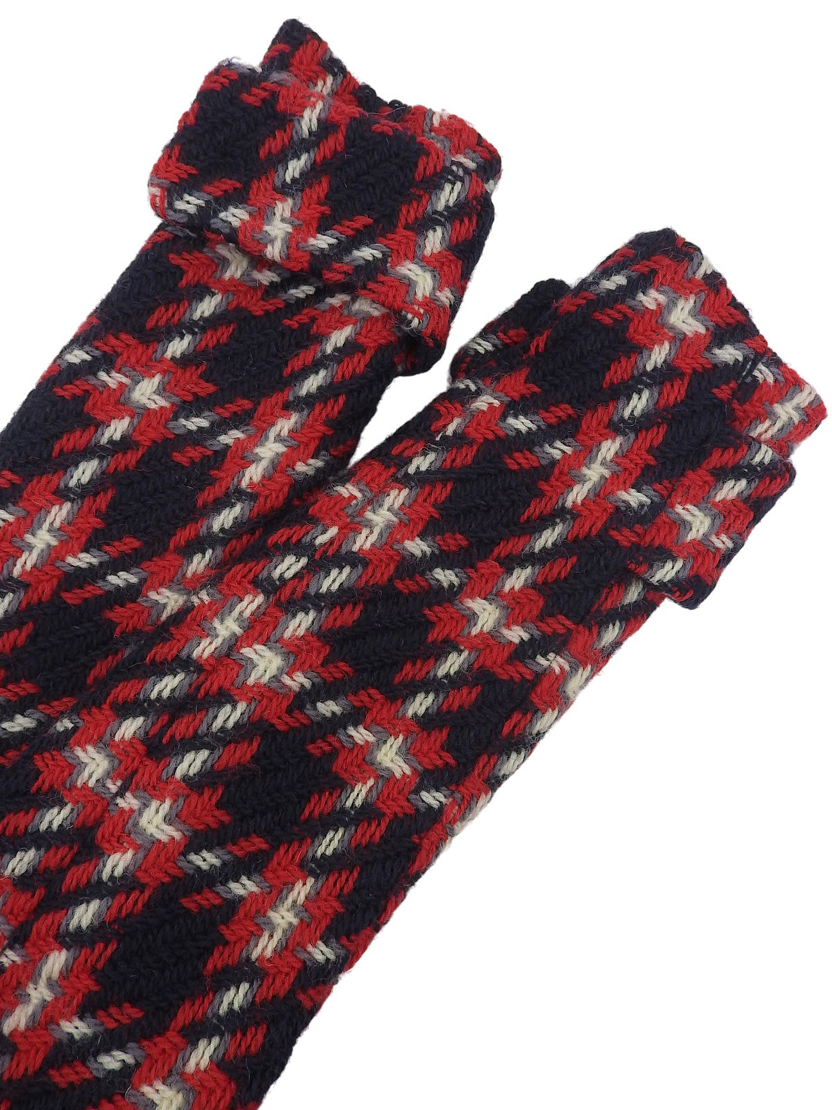 ウールチェックパターンフーデッドセットアップ レッド/ネイビー