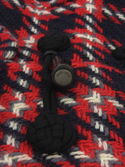 Wool Check Pattern Hooded Set in Red/Navy